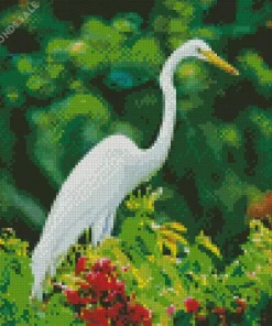 Long Great Egret Diamond Painting