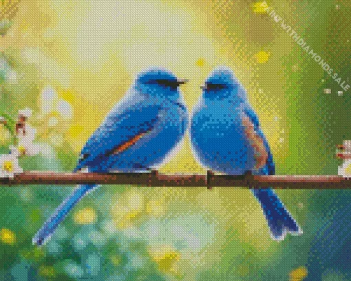 Lovely Indigo Bunting Birds Diamond Painting