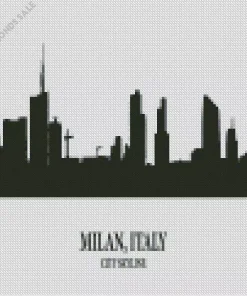 Milan City Skyline Silhouette Diamond Painting