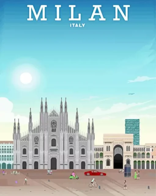 Milan Travel Poster Diamond Painting