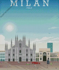 Milan Travel Poster Diamond Painting