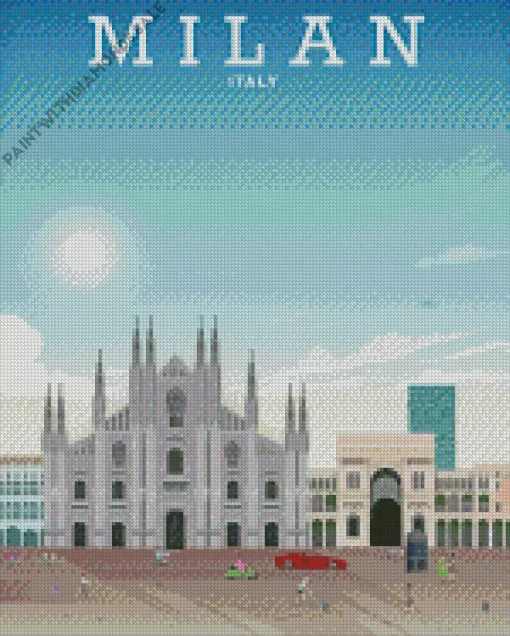 Milan Travel Poster Diamond Painting