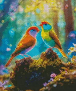 Orange Lovebirds Diamond Painting