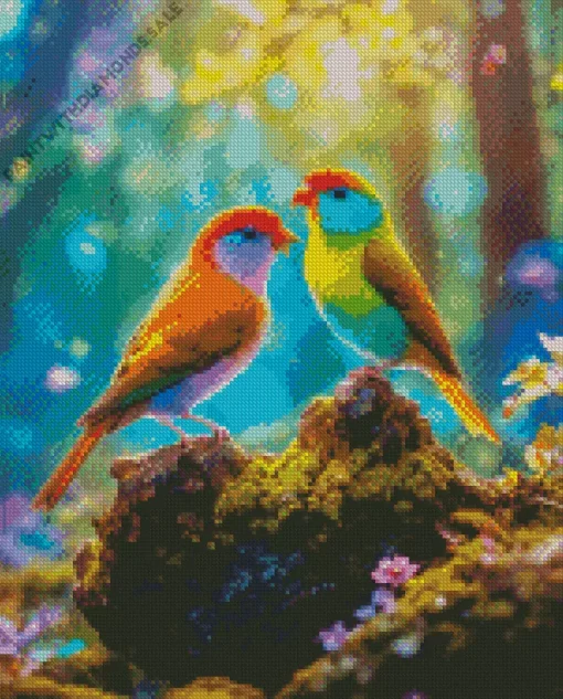 Orange Lovebirds Diamond Painting