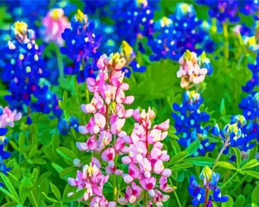 Pink Bluebonnets Diamond Painting