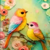 Pink Lovebirds Diamond Painting