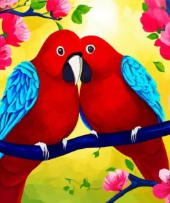 Red Lovebirds Diamond Painting