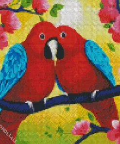 Red Lovebirds Diamond Painting