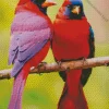 Red And Purple Lovebirds Diamond Painting