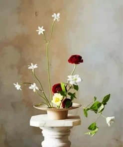 Red And White Ikebana Flowers Diamond Painting