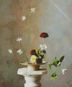 Red And White Ikebana Flowers Diamond Painting