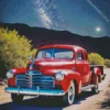 Red Chevy Truck In Moonlight Diamond Painting