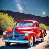 Red Chevy Truck In Moonlight Diamond Painting