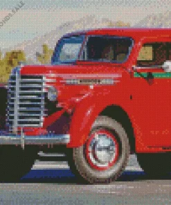 Red Vintage Pickup Truck Diamond Painting