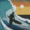 Silhouette Surfer Diamond Painting