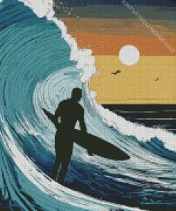 Silhouette Surfer Diamond Painting