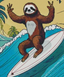 Sloth Surfing Diamond Painting