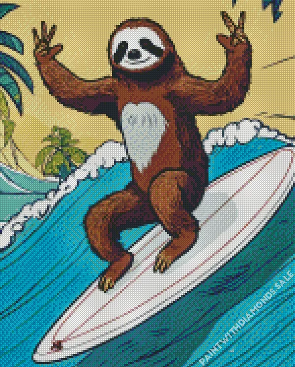sloth Surfing Diamond Paintings Sloth Surfing Diamond Painting