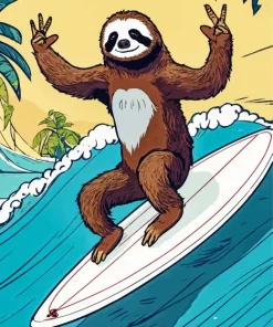 Sloth Surfing Diamond Painting