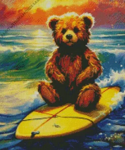 Splash Surfing Bear Diamond Painting