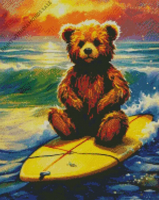 Splash Surfing Bear Diamond Painting