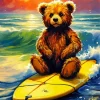 Splash Surfing Bear Diamond Painting