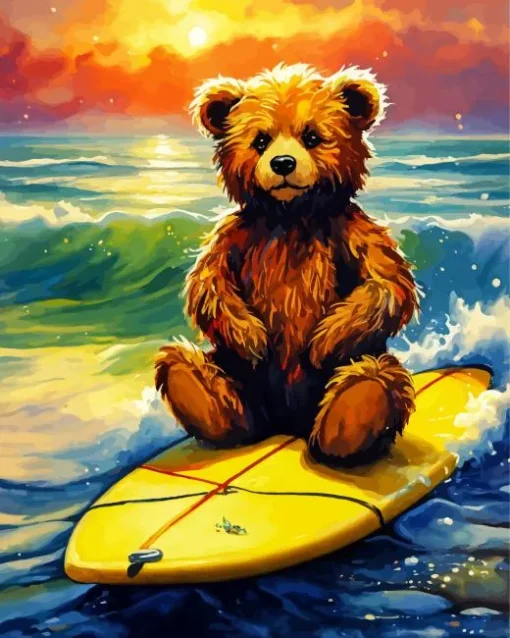 Splash Surfing Bear Diamond Painting