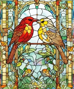 Stained Glass Lovebirds Diamond Painting