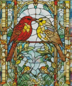 Stained Glass Lovebirds Diamond Painting