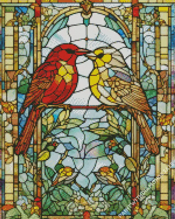 stained glass Lovebirds Diamond Dotz Stained Glass Lovebirds Diamond Painting