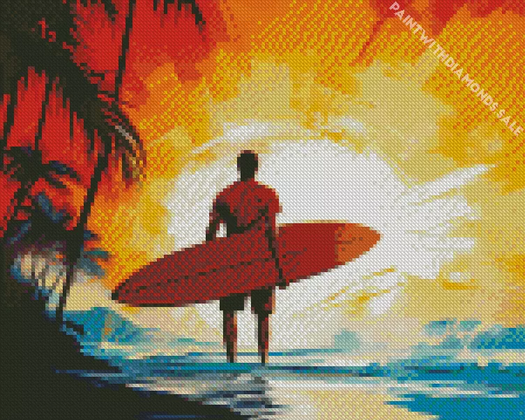 sunset_surfing Diamond Paintings Sunset Surfing Diamond Painting