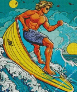 Surfer On A Surf Board Diamond Painting