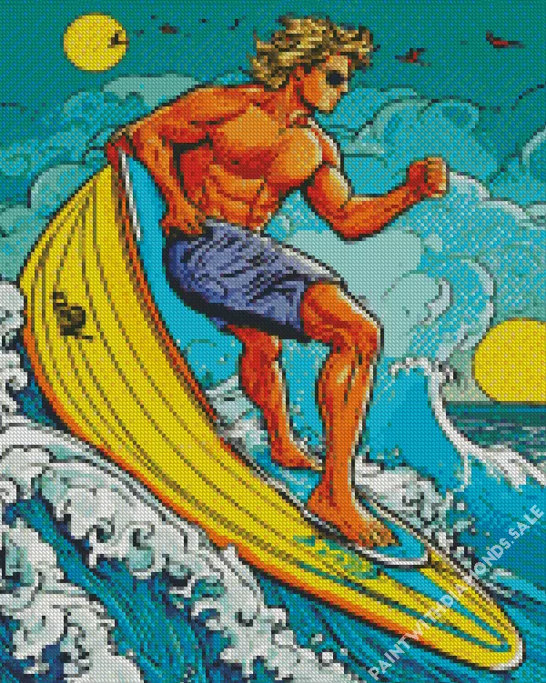 surfer on a surf board Diamond Paintings Surfer On A Surf Board Diamond Painting