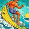Surfer On A Surf Board Diamond Painting