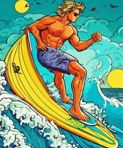 Surfer On A Surf Board Diamond Painting