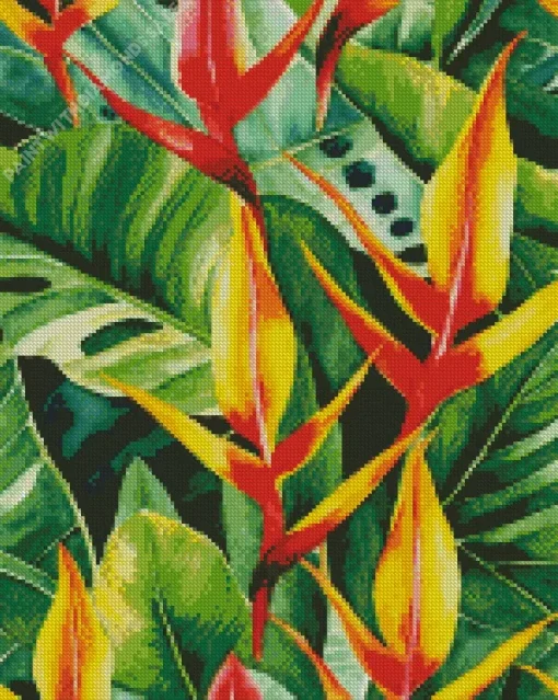 Tropical Bird Of Paradise Plant Diamond Painting