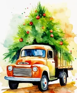 Truck And Christmas Tree Diamond Painting