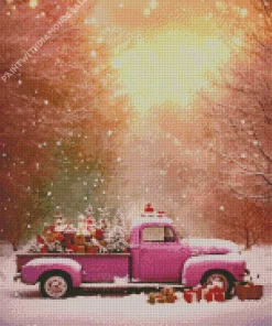 Vintage Pink Truck Diamond Painting