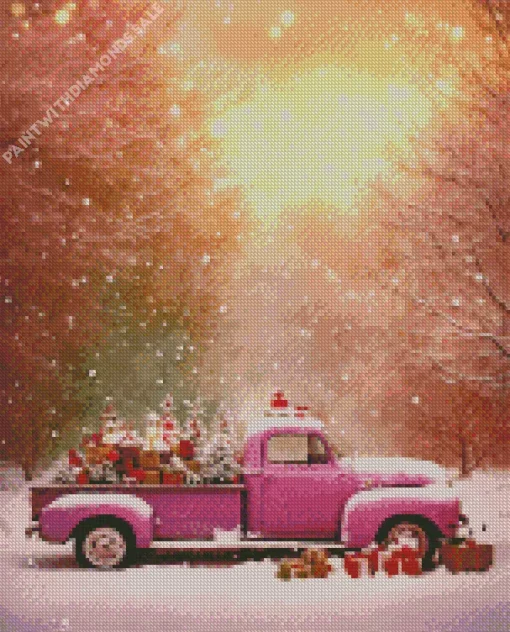 Vintage Pink Truck Diamond Painting