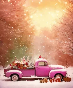 Vintage Pink Truck Diamond Painting