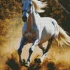 white Arabian Horse Running Diamond Painting