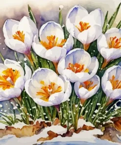 White Crocus Flowers Diamond Painting