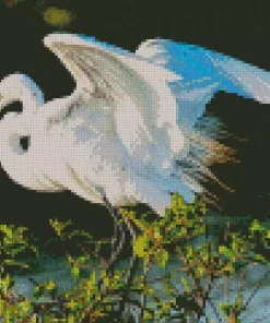 White Great Egret Diamond Painting