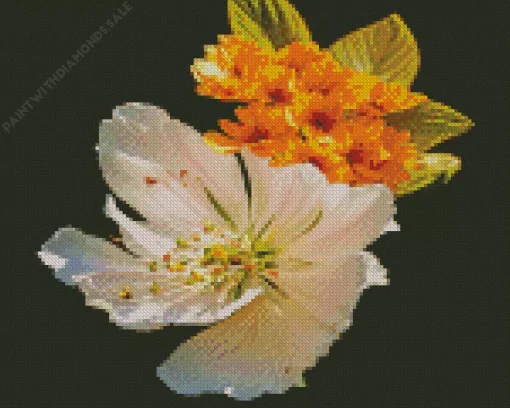 White And Orange Ikebana Diamond Painting