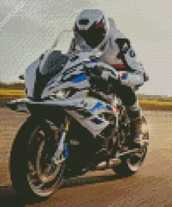 White BMW Motorcycle Diamond Painting