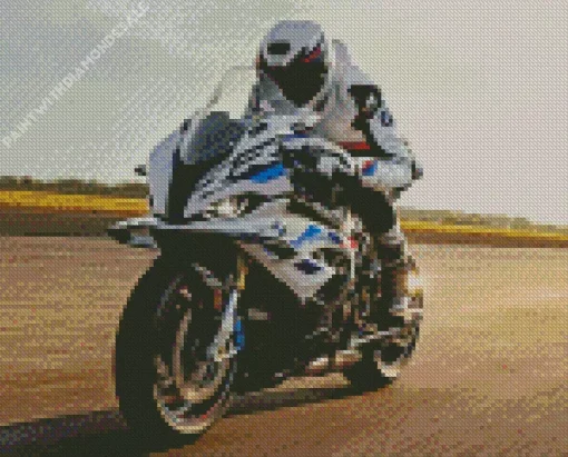 White BMW Motorcycle Diamond Painting