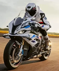 White BMW Motorcycle Diamond Painting