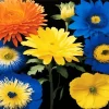 Yellow And Blue Ikebana Flowers Diamond Painting