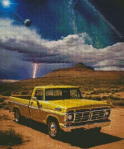 Yellow Retro Truck Diamond Painting