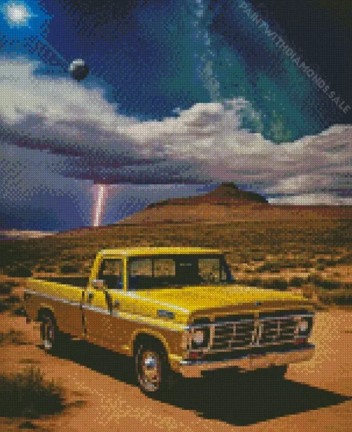 Yellow Retro Truck Diamond Painting